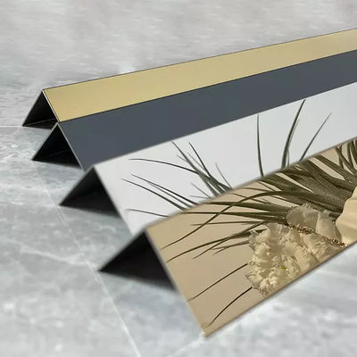 Cermin Emas L Bentuk Ubin Tangga Trim Profil Ubin Logam Stainless Steel