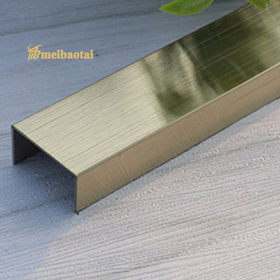 Champagne Gold Plating 304 Stainless Steel Tile Trim Standar JIS Untuk Hiasan Dinding