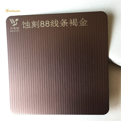 Double Pvc Etched Stainless Steel Sheet Brown Gold No.88 Line Pattern