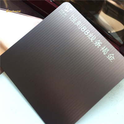 Double Pvc Etched Stainless Steel Sheet Brown Gold No.88 Line Pattern