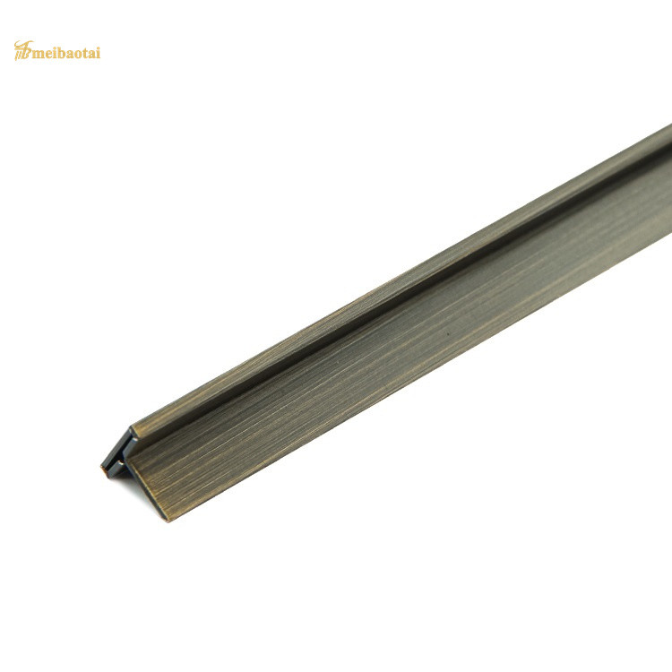 Warna Tembaga Antik Stainless Steel Tile Trim Standar ASTM T10X2438mm