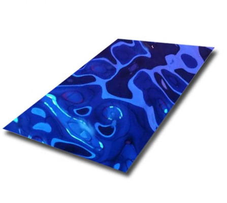Dekoratif Stainless Steel Lembaran Logam Biru PVD Warna Lapisan Riak Air