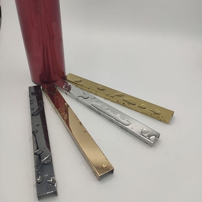 JIS Stainless Steel Tile Potong Profil U V Dekoratif Dengan Pelapisan Warna
