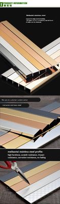 3048mm Panjang Cermin Emas 304 Stainless Steel Bentuk U Dekoratif Profil Tile Trim