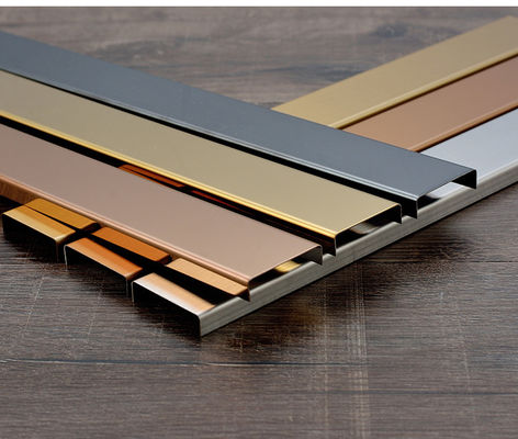 Harga bagus 0.65MM Metal Inlay Strips Stainless Steel Tile Trim Dekorasi Interior Dalam Ruangan on line
