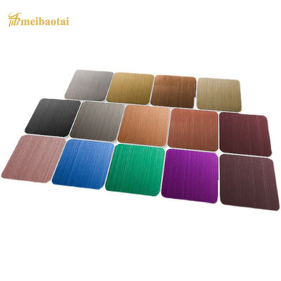 Harga bagus 304 Lembar stainless steel dengan permukaan yang disikat dan warna PVD dilapisi dalam ukuran empat kaki untuk dinding dapur on line