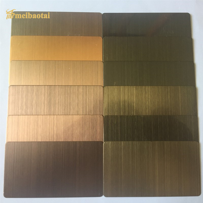 4*8 Kaki Dekoratif Stainless Steel Sheet Menyesuaikan PVD Color Coating Hairline Brush