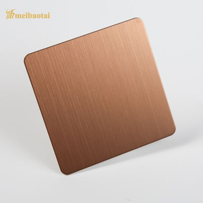 Harga bagus Lembaran Baja Tahan Karat 201 Grade Hairline Dilapisi PVD Rose Gold Coklat 1219x2438mm untuk Aplikasi Dekoratif on line