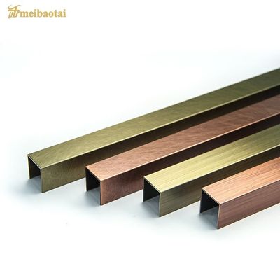 Harga bagus 8FT Stainless Steel U Profil Perunggu Warna Tembaga Inox 304 Exterior Corner Edge on line
