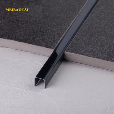 8mm Stainless Steel U Berbentuk Tile Trim 304 Profil Dekoratif Hitam