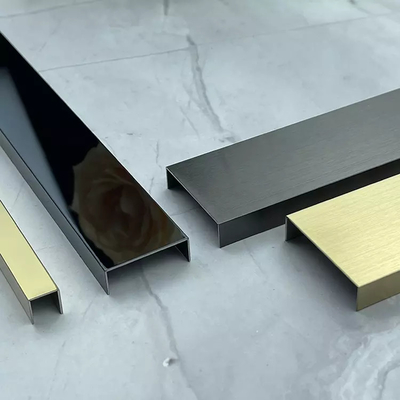 PVD Warna Stainless Steel U Trim Dekoratif SS Tile Trim 12mm