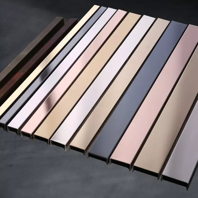 Garis Rambut Cermin Berwarna-warni Selesai 304 SS Tile Trim U15 2438mm 3048mm Panjang