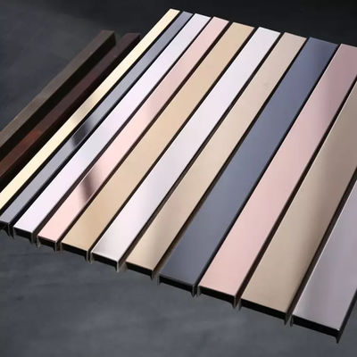 Harga bagus Warna-warni Mirror Hairline Selesai 304 stainless steel Tile Trim U15 Bentuk untuk hiasan tepi on line