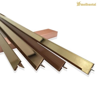 Sesuaikan Desain Cermin / Garis Rambut Stainless Steel T U V Tile Trim Dekorasi Profil