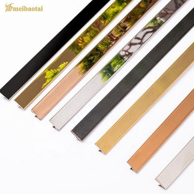 Sikat T Bentuk Stainless Steel Tile Trim dengan Anti Finger Print 0.55MM Ketebalan dan Hairline Surface Mirror