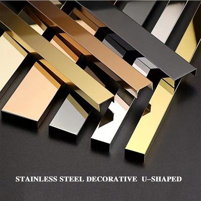 PVD Color Coated 304 stainless steel U15mm U Channel Tile Trim untuk perlindungan dinding dekoratif