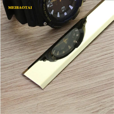 Harga bagus Golden Flat Stainless Steel Tile Trim Aksesoris Dinding Ubin Strip Panjang 10FT on line