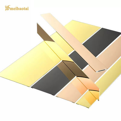 Harga bagus Gold Mirror Stainless Steel Tile Trim 8FT Length JIS Standard Flat Strip untuk dekorasi pekerjaan ubin on line