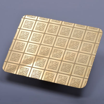 PVD Color Gold 8K Super Mirror Etched Stainless Steel Sheet 304 Grade untuk aplikasi lift