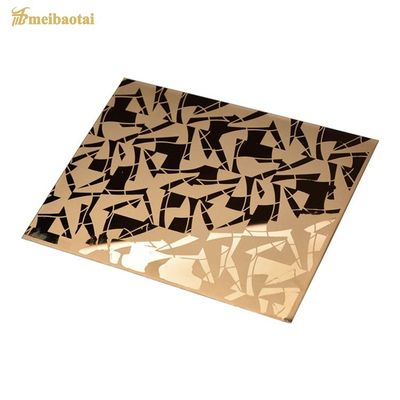 Harga bagus Lembaran Baja Tahan Karat ASTM 304 Ukiran Rose Gold Empat Kaki Ketebalan 1.0MM on line