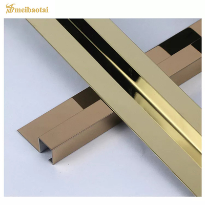 Rose Gold Mirror Tile Trim Stainless Steel Profil Disesuaikan Hiasi Dinding