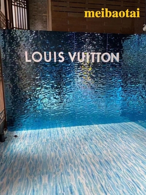 Ukuran Kustom Cermin Gelombang Air Pelat Stainless Steel Square Showcase Dekoratif