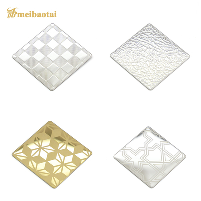 1.0mm Thk Golden Mirror Etched Stainless Steel Sheet Untuk Dekorasi Kabinet Lift