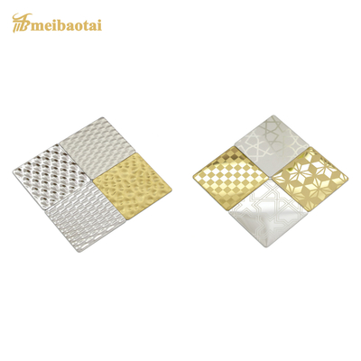 Lembaran Stainless Steel Dekoratif DIN 8k Cermin Emas Timbul Terukir