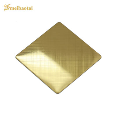 0.55mm Ketebalan Emas PVD Lapisan 304 stainless steel di 1219x2438mm Hairline Finish