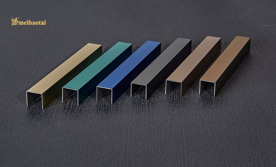 304 Stainless Steel Tile Trim Dekoratif Profil U Dengan V Groove