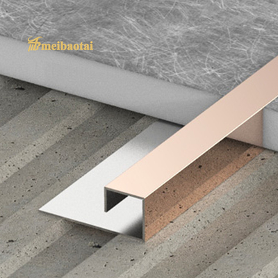 Rose Gold Green Black Mirror Stainless Steel Tile Potong Profil T 0.65mm