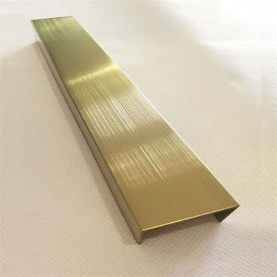 PVD Gold Dilapisi 304 Baja Tahan Karat U Trim Ubin Dekoratif Trim Lebar 10mm