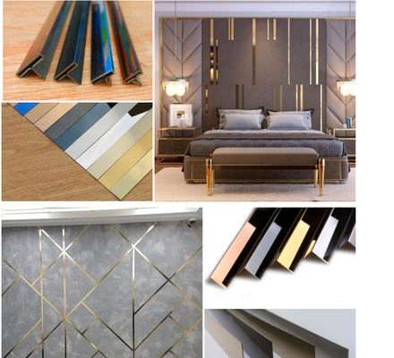 Harga bagus JIS Stainless Steel Tile Trim Dekoratif Profil U Dengan V Groove on line