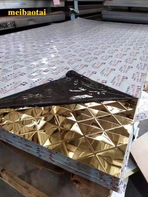 Emas Cermin Berlian Embrassed Stainless Steel Sheet Pola persegi