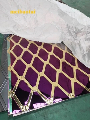 Emas Dan Ungu Berlian Stainless Steel Warna Sheet SS304 201 Dekorasi Lemari