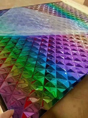 Harga bagus Rainbow Color Stamped Diamond Stainless Steel Sheet Water Ripple Dekorasi Plat on line