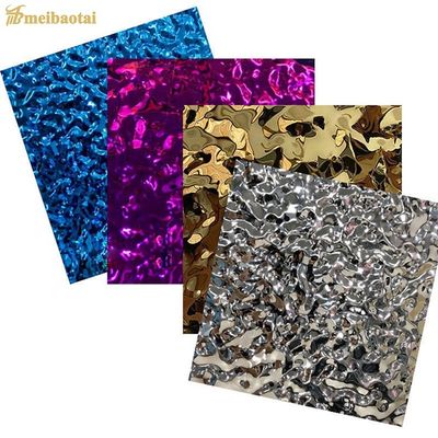 Silver Mirror Finish Water Ripple Stainless Steel Sheet 1219x2438mm Ukuran dengan ketebalan 0,65mm untuk penggunaan dekoratif