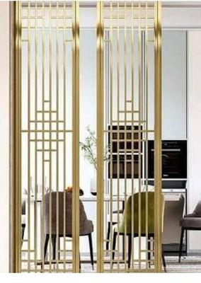 Harga bagus Gold Coated Stainless Steel Room Divider dengan Ketebalan 8mm dan Desain Disesuaikan untuk Dekorasi Hotel on line