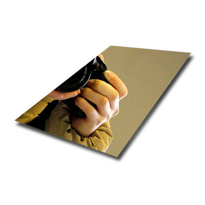Harga bagus ASTM Standar Champagne Gold Gold Mirror Plat baja tahan karat Panel PVD on line