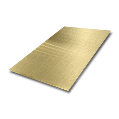 Lembaran Stainless Steel Champagne Gold Hairline dengan Ketebalan 0.65mm dan Ukuran Empat Kaki untuk Aplikasi Dekoratif