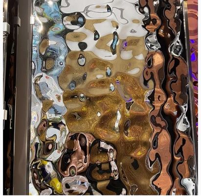 Silver Mirror Finish 0.65mm Ketebalan ASTM Standar Air Ripple Stainless Steel Sheet untuk penggunaan dekoratif