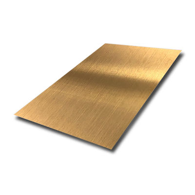 Lembaran Plat Stainless Steel 304 Grade Hairline Dilapisi PVD Ti Gold 1219x2438mm