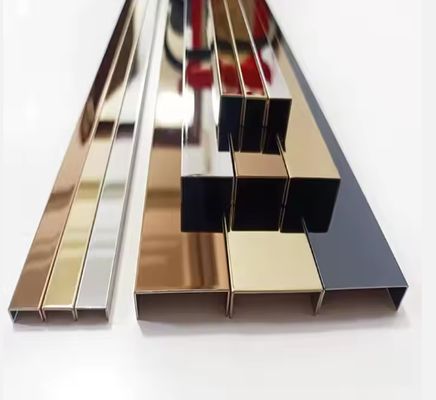 8K Mirror Stainless Steel U Profile Dekorasi Dinding dengan Anti Finger Print dan PVD Color Coating