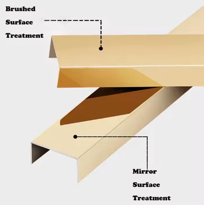 Harga bagus Garis Rambut Emas / Profil Dekorasi Trim U Ubin Baja Tahan Karat Cermin Emas on line