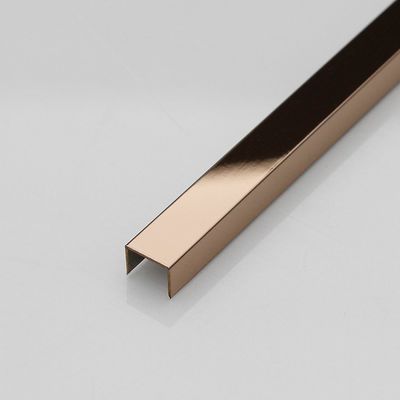 Rose Gold U Profile Stainless Steel 304 Corner Tile Trim dengan Ketebalan 0,65mm