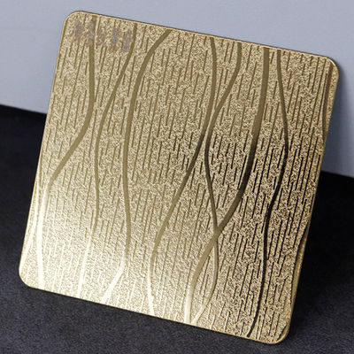 Harga bagus Lembaran Stainless Steel Timbul Pola Kayu Cermin Emas dengan Ketebalan 0,85mm untuk Panel Dinding Dekoratif on line