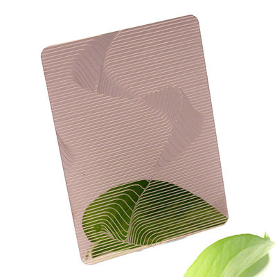 Lembaran Baja Tahan Karat Berukir dengan Finishing Cermin Rose Gold dalam Grade 304 dengan Film PVC Laser