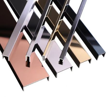 Lis Profil U Baja Tahan Karat Berlapis Warna PVD Anti-sidik Jari 0,65mm untuk Tepi Dinding Dekoratif