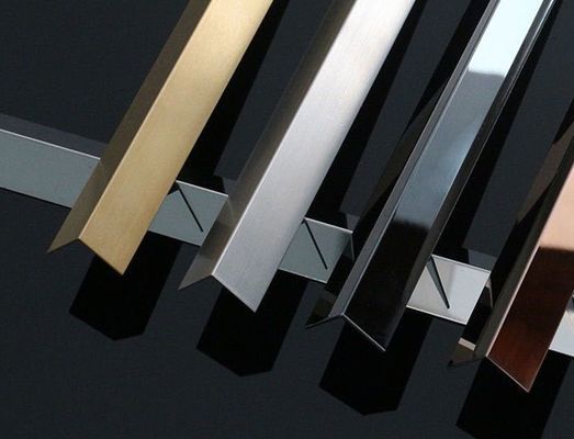 Harga bagus 304 Grade V Grooved stainless steel L Tile Trim dengan PVD Color Coating untuk dekorasi dinding dan lantai on line