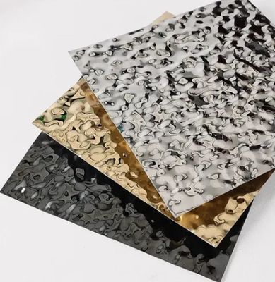 Harga bagus Mirror Finish PVD Color Coated 0.65mm Ketebalan Air Ripple Stainless Steel Sheet untuk langit-langit dekoratif dan dinding on line